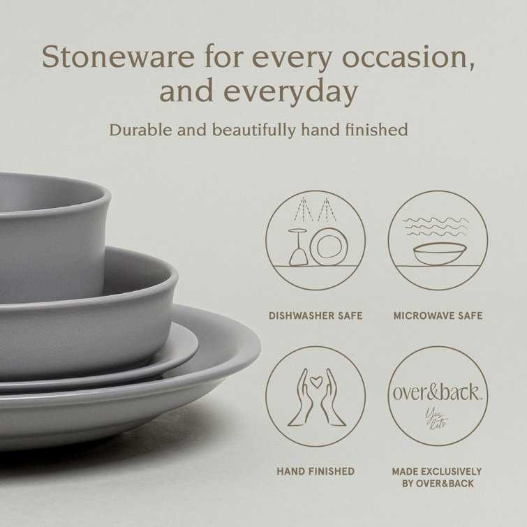 Charcoal Ceramic Semi-Matte 16-Piece Dinnerware Set, Service for 4