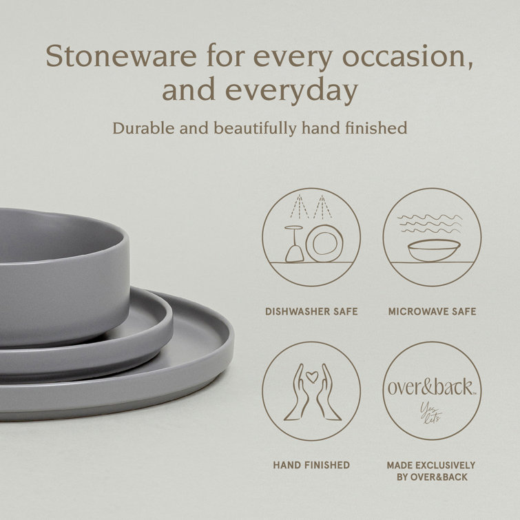 Charcoal Ceramic 12-Piece Stackable Dinnerware Set