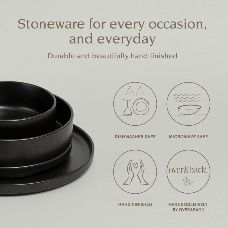 Black Ceramic 16-Piece Semi-Matte Dinnerware Set