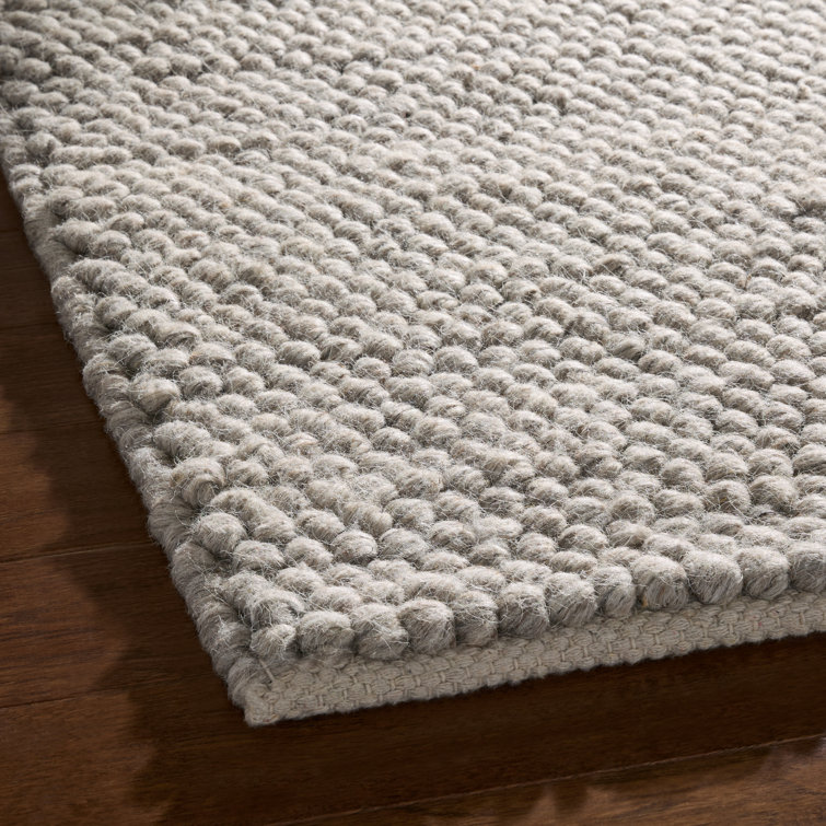Handcrafted Beige Wool Rectangular Area Rug 5' x 7'