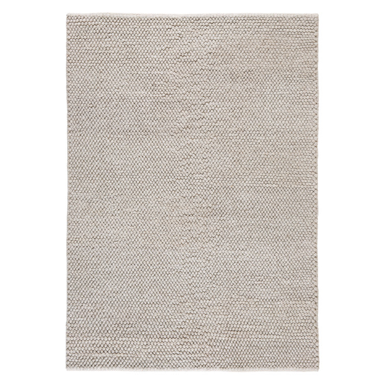 Handcrafted Beige Wool Rectangular Area Rug 5' x 7'
