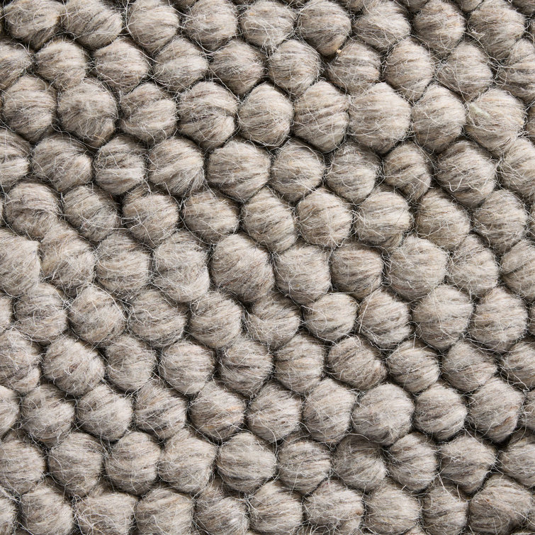 Handcrafted Beige Wool Rectangular Area Rug 5' x 7'