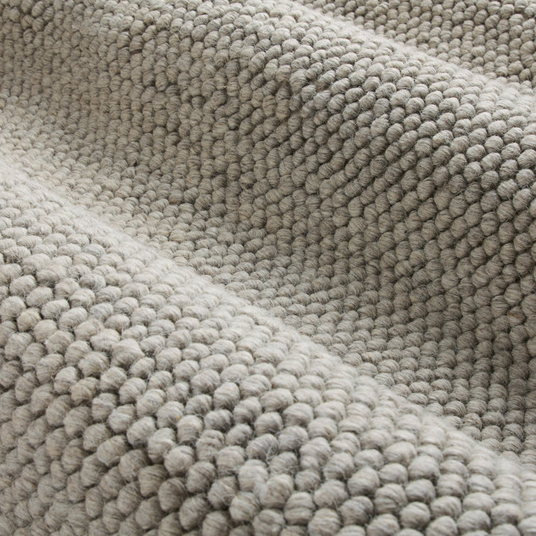 Handcrafted Beige Wool Rectangular Area Rug 5' x 7'