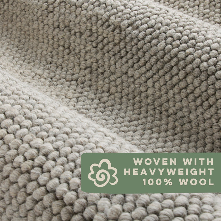 Handcrafted Beige Wool Rectangular Area Rug 5' x 7'