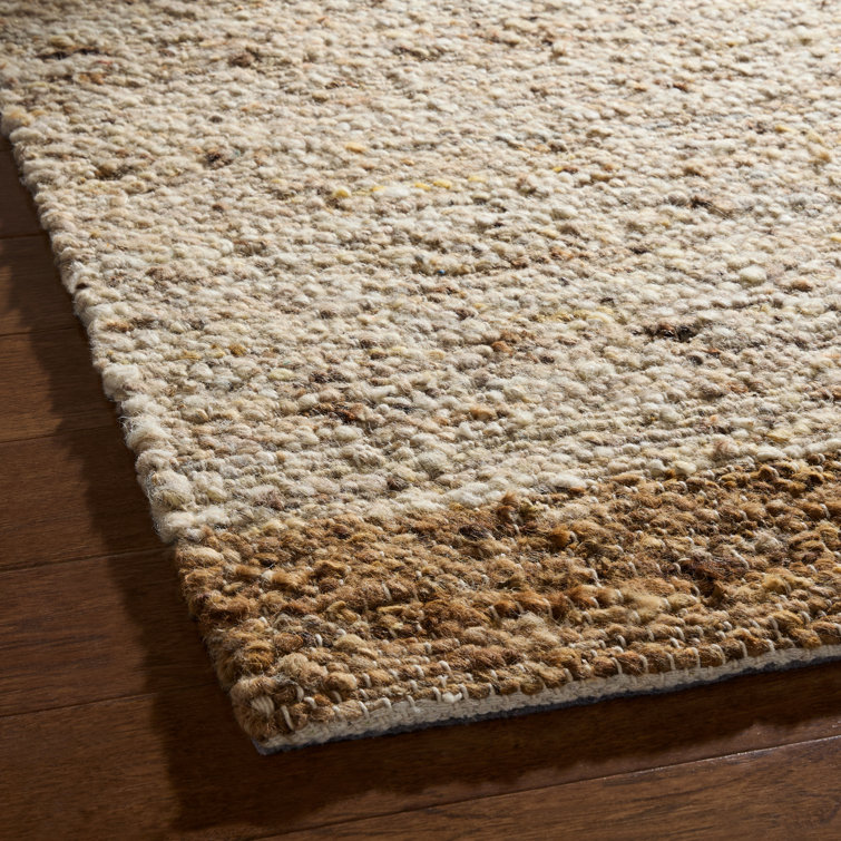 Montana Beige and Light Brown Wool Handmade Area Rug 8' x 10'