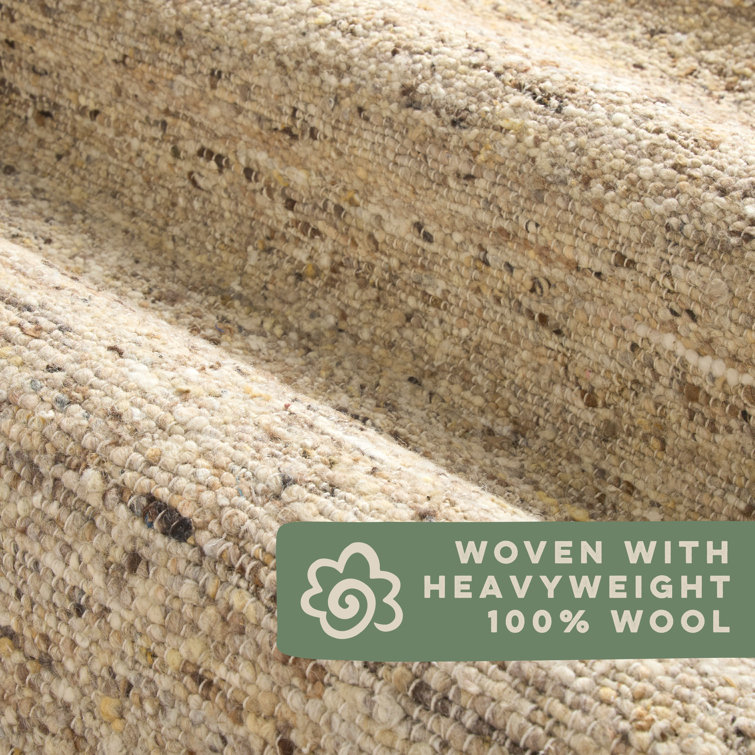 Montana Beige and Light Brown Wool Handmade Area Rug 8' x 10'