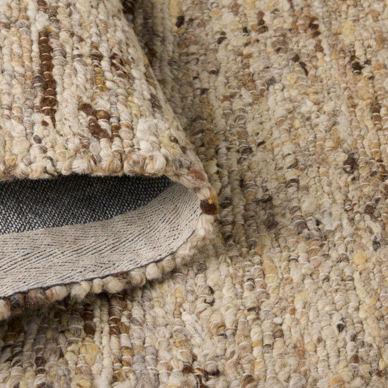 Beige and Dark Brown Wool Flat Woven Runner Rug