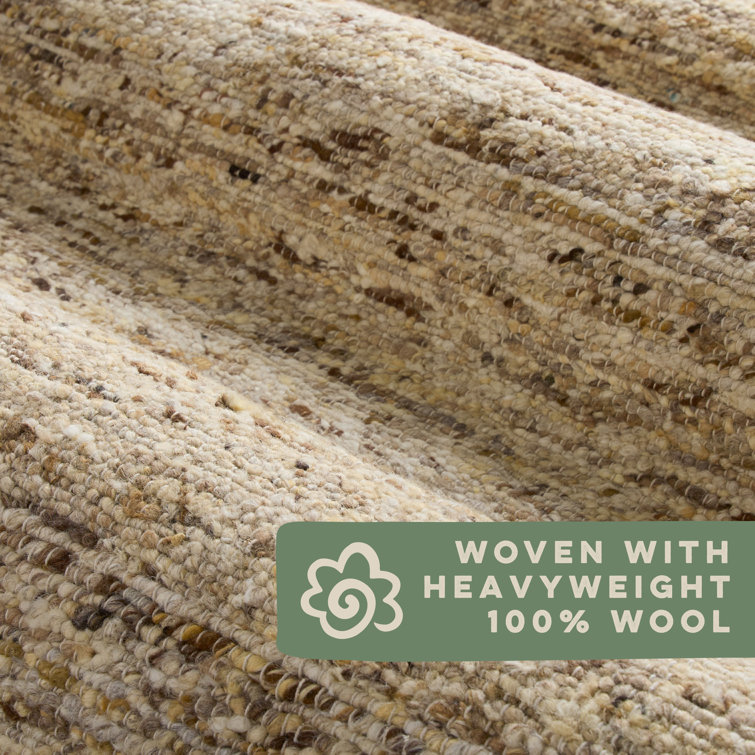 Beige and Dark Brown Wool Flat Woven Runner Rug