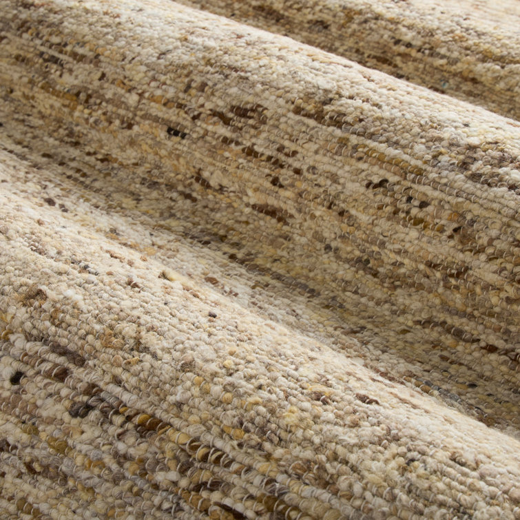 Beige and Dark Brown Wool Flat Woven Runner Rug