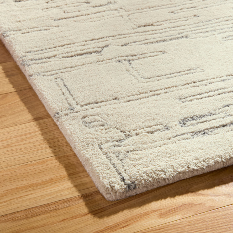 Remi Beige and Blue Hand-Tufted Wool Abstract Area Rug
