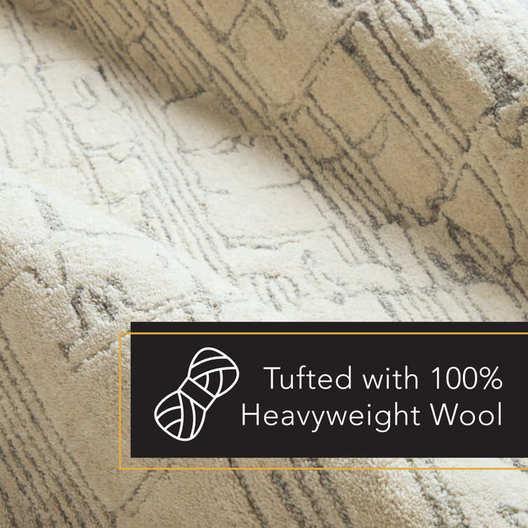 Remi Beige and Blue Hand-Tufted Wool Abstract Area Rug