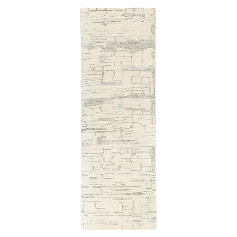Remi Beige and Blue Hand-Tufted Wool Abstract Area Rug
