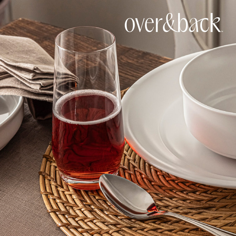 Clear Tall Stemless Mouth-Blown Glassware Set of 4