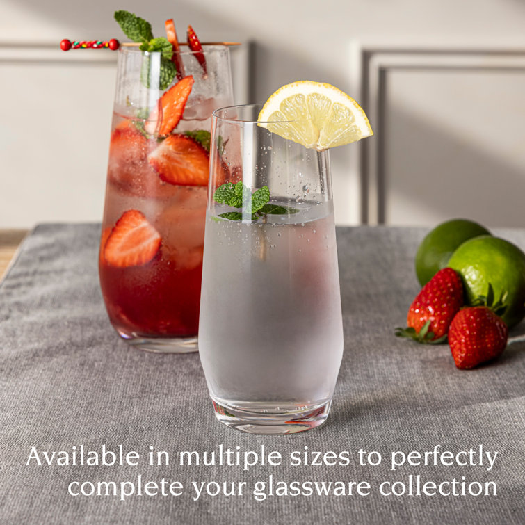 Clear Tall Stemless Mouth-Blown Glassware Set of 4