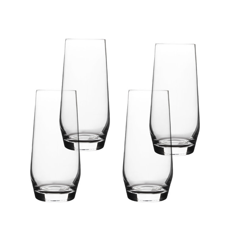 Clear Tall Stemless Mouth-Blown Glassware Set of 4