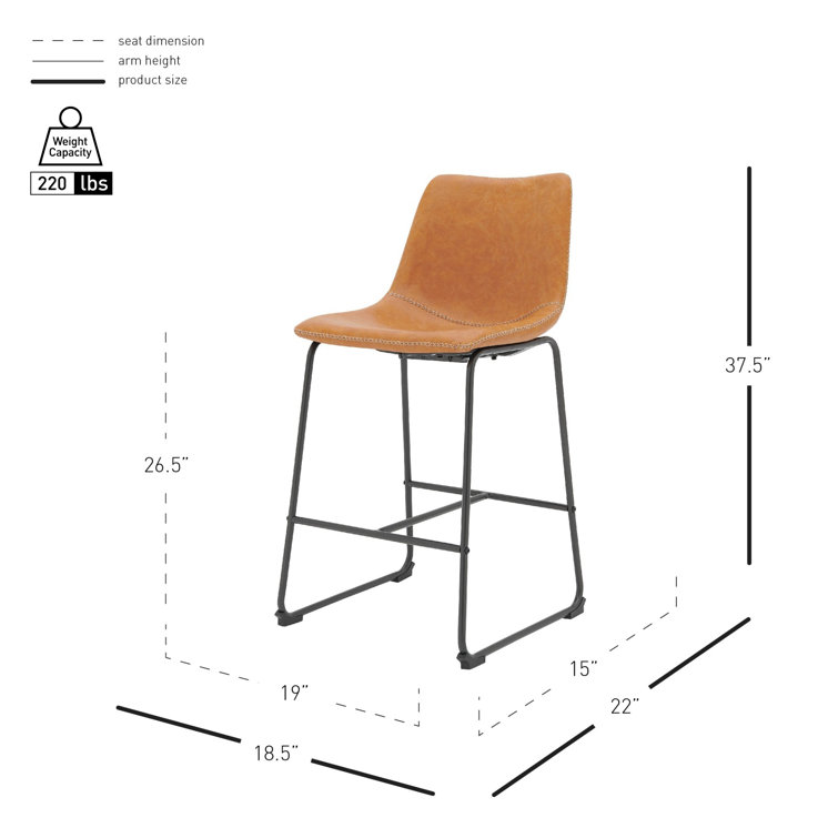 Adjustable Vintage Cedar 22'' Wood and Metal Counter Stool with Leather Seat