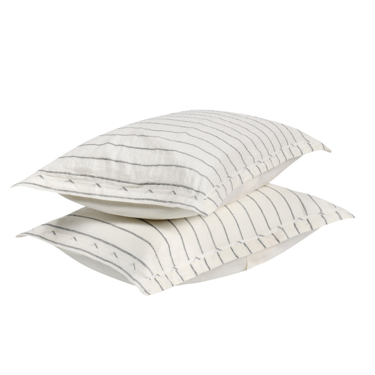 Ivory and Gray Striped Belgian Linen Euro Sham