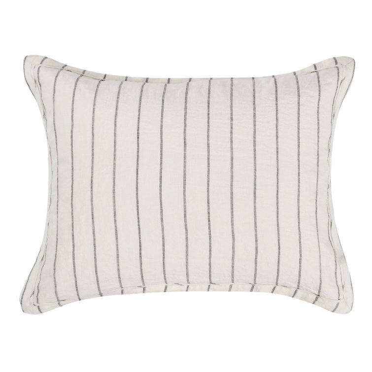 Ivory and Gray Striped Belgian Linen Euro Sham