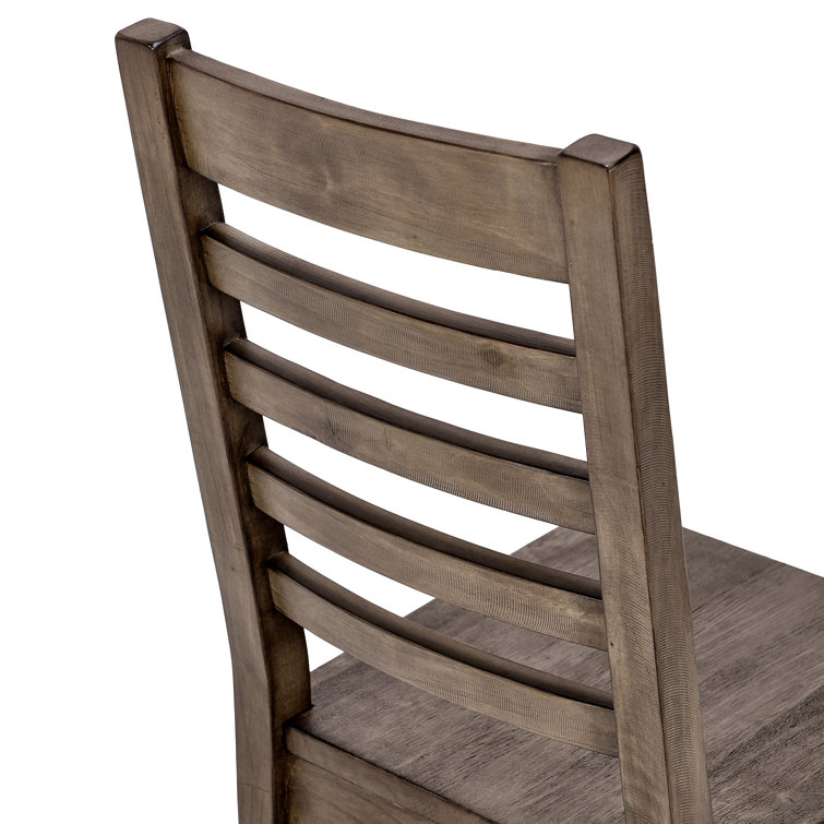 Set of 2 Dark Brown Pine Ladderback Dining Chairs