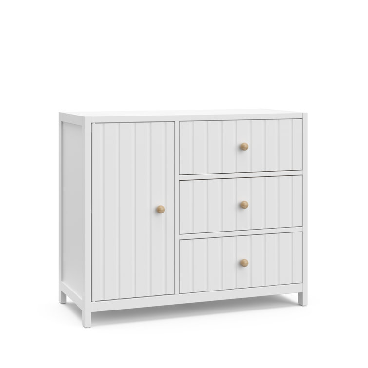 White GREENGUARD Certified 3-Drawer Combo Nursery Dresser