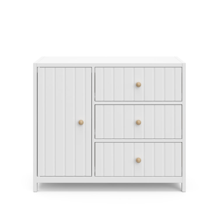 White GREENGUARD Certified 3-Drawer Combo Nursery Dresser