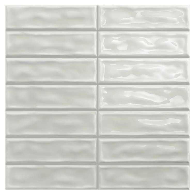 Lineas 8"x 8" White Glossy Ceramic Wall Tile