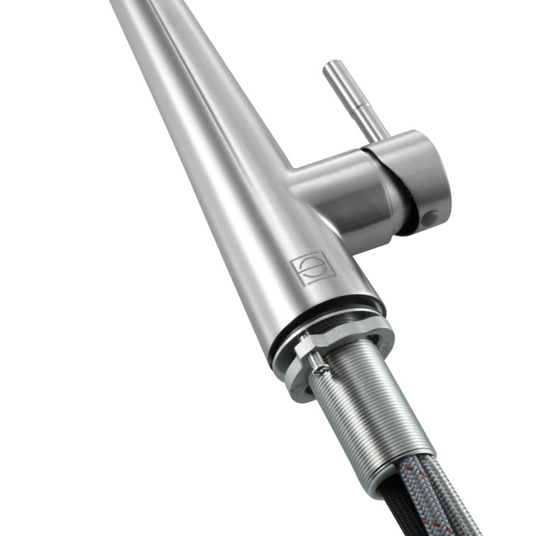 Brushed Nickel Gooseneck Kitchen Faucet with Pull-out Spray