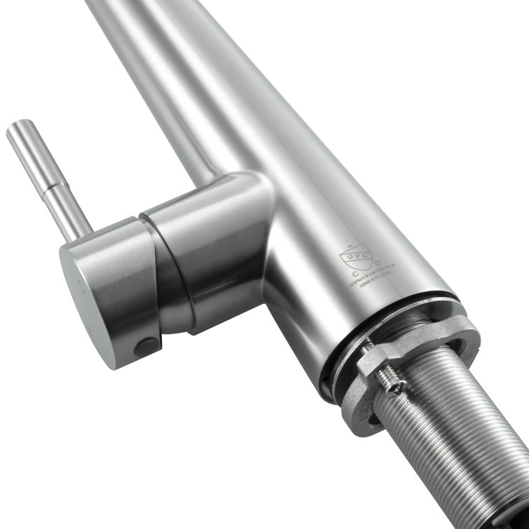 Brushed Nickel Gooseneck Kitchen Faucet with Pull-out Spray