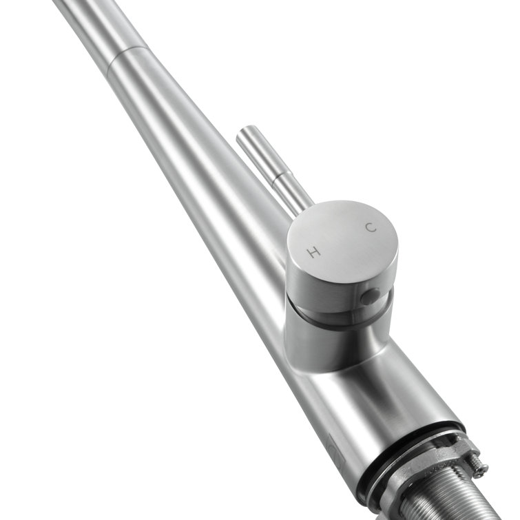 Brushed Nickel Gooseneck Kitchen Faucet with Pull-out Spray