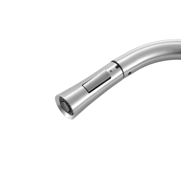 Brushed Nickel Gooseneck Kitchen Faucet with Pull-out Spray