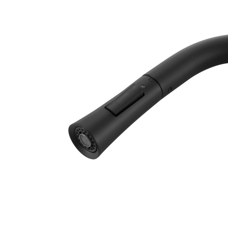 Matte Black Stainless Steel Gooseneck Kitchen Faucet with Pull-out Spray