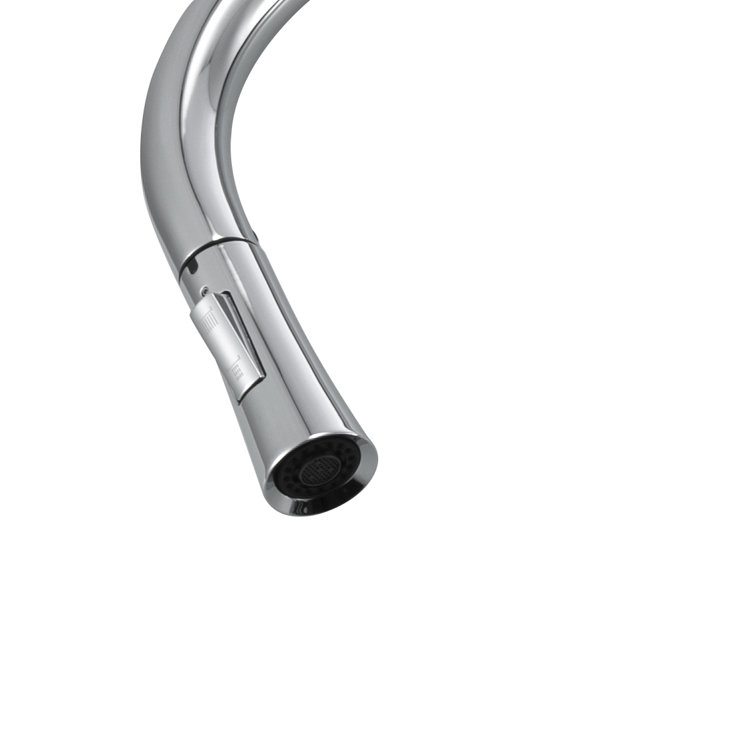 Chrome Gooseneck Pull-Down Spray Kitchen Faucet