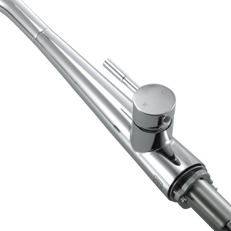 Chrome Gooseneck Pull-Down Spray Kitchen Faucet