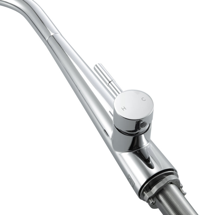 Chrome Gooseneck Pull-Down Spray Kitchen Faucet