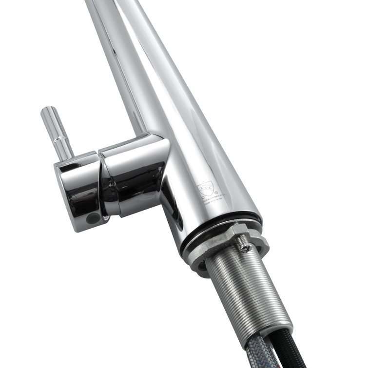 Chrome Gooseneck Pull-Down Spray Kitchen Faucet