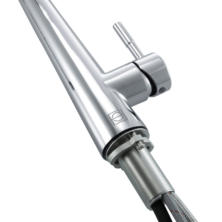 Chrome Gooseneck Pull-Down Spray Kitchen Faucet