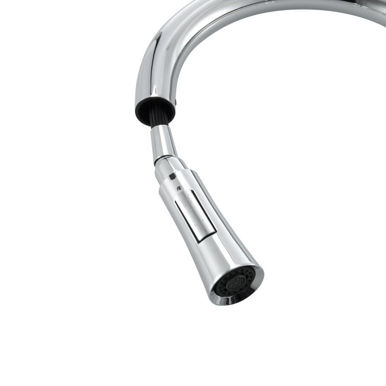 Chrome Gooseneck Pull-Down Spray Kitchen Faucet