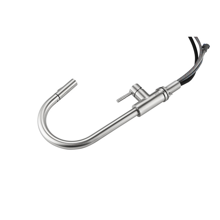 Brushed Nickel Gooseneck Kitchen Faucet with Pull-out Spray