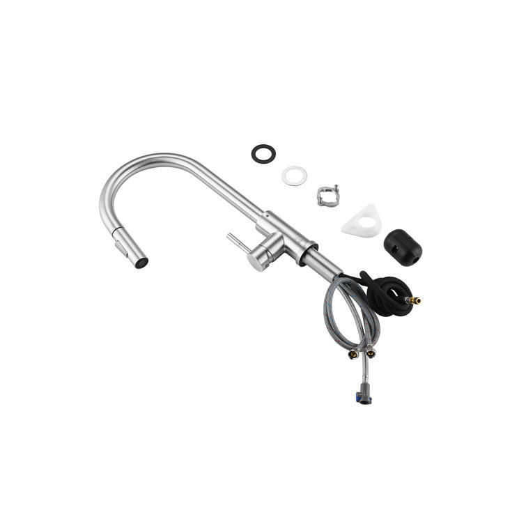 Brushed Nickel Gooseneck Kitchen Faucet with Pull-out Spray