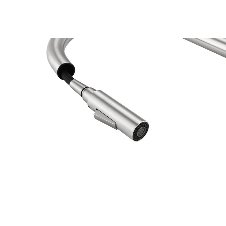 Brushed Nickel Gooseneck Kitchen Faucet with Pull-out Spray