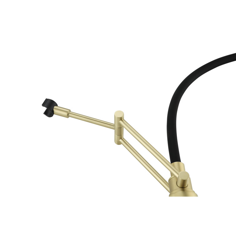 Brushed Gold Brass Low Arc Kitchen Faucet with Pull-out Spray