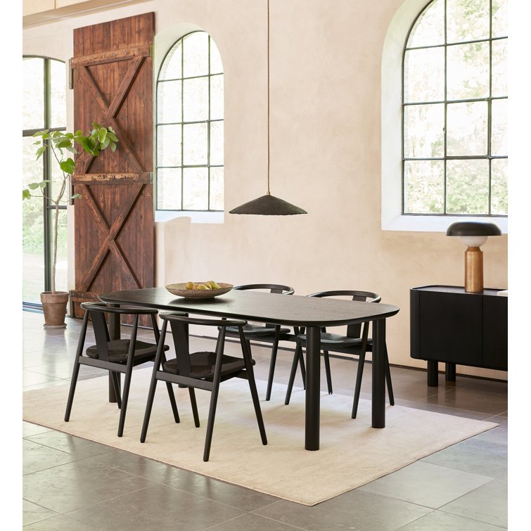 Black Rectangular Solid and MDF Wood Dining Table