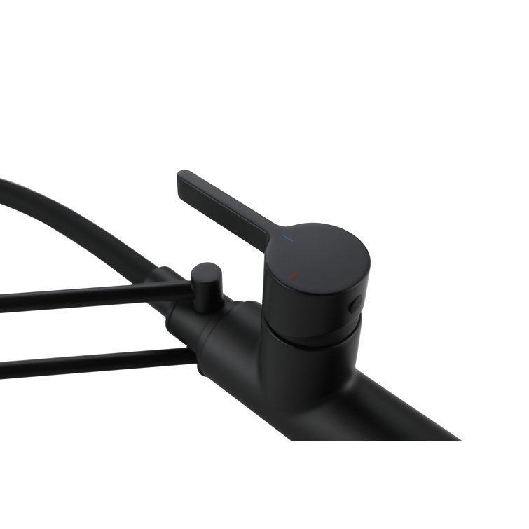 Matte Black Brass Low Arc Pull-out Spray Kitchen Faucet