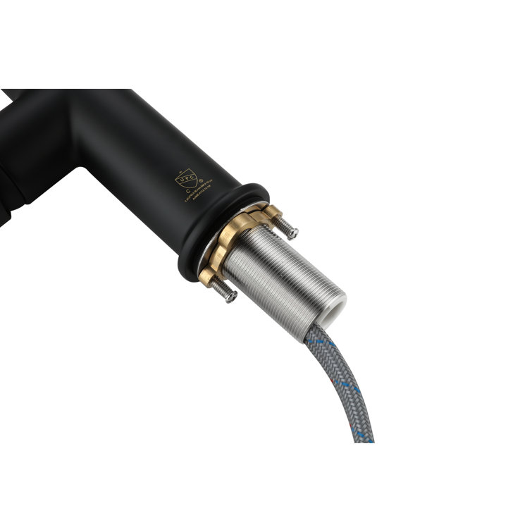 Matte Black Brass Low Arc Pull-out Spray Kitchen Faucet