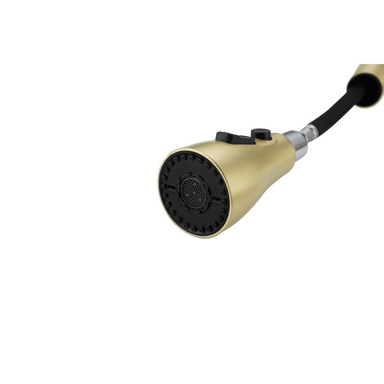 Brushed Gold Stainless Steel Gooseneck Kitchen Faucet with Pull-out Spray