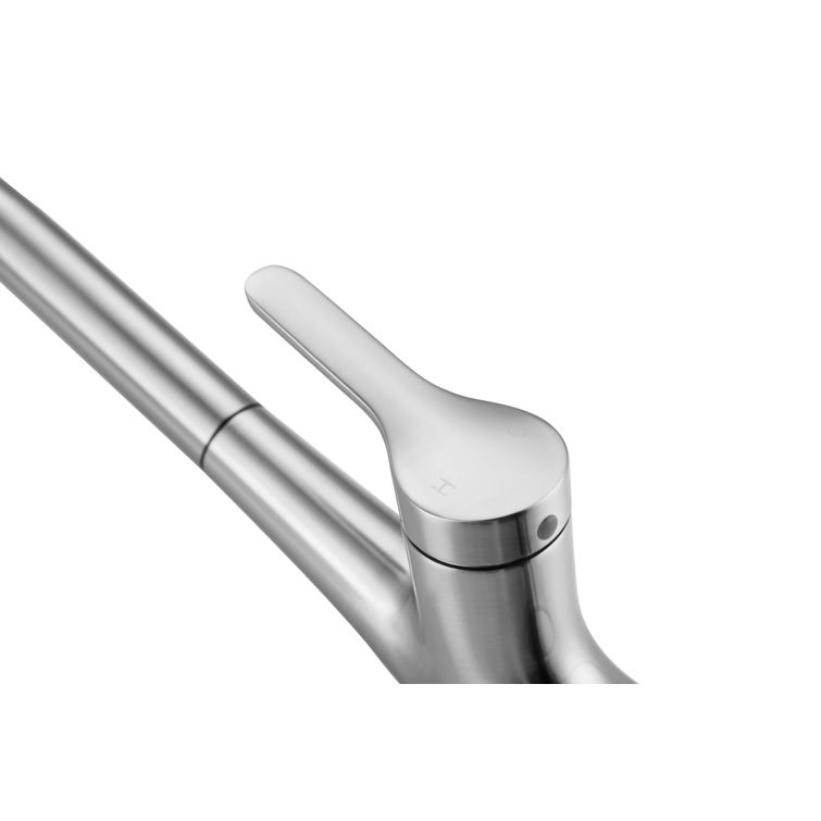 Brushed Nickel Gooseneck Kitchen Faucet with Pull-out Spray