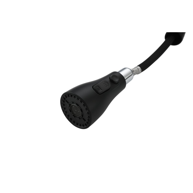 Matte Black Gooseneck Pull-Down Kitchen Faucet with Spray