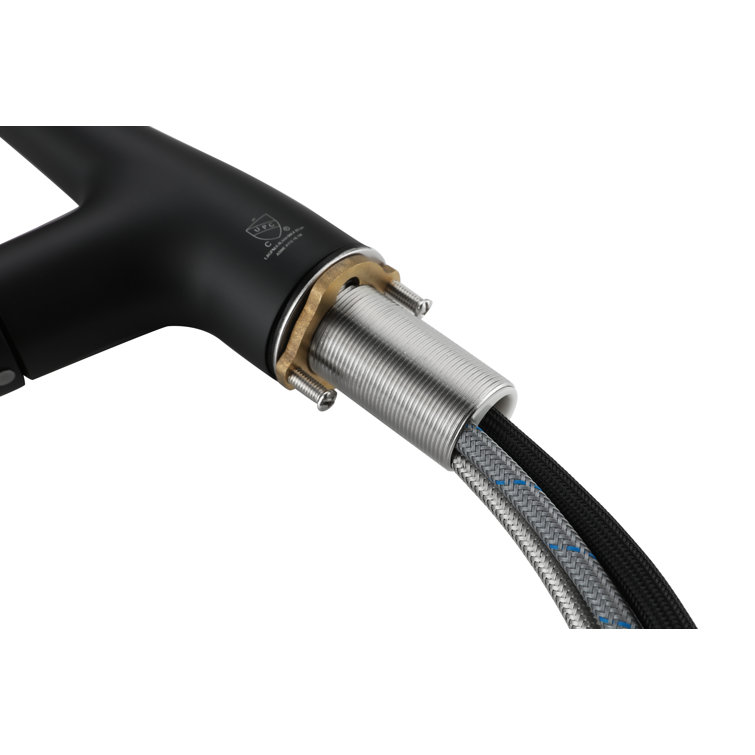 Matte Black Gooseneck Pull-Down Kitchen Faucet with Spray
