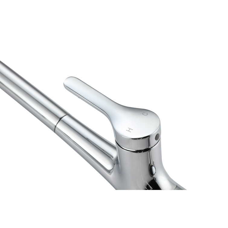 Chrome Gooseneck Single-Handle Pull-Down Kitchen Faucet
