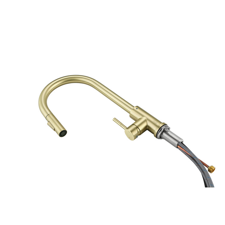 Brushed Gold Stainless Steel Touch Sensor Pull Down Kitchen Faucet